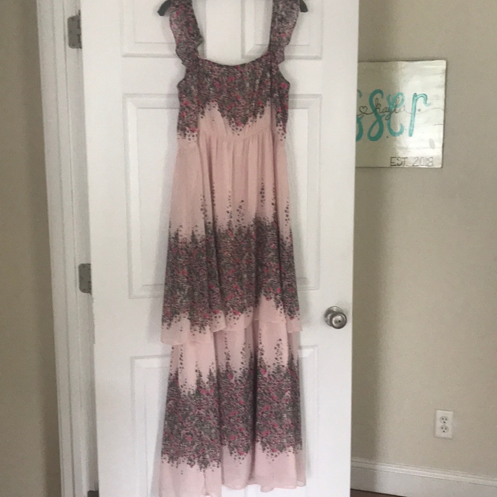 Pink and floral maxi dress